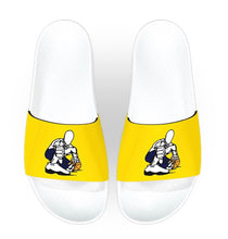 Load image into Gallery viewer, GZ WHITE-GOLD/ NAVY STATE CHAMP SLIDES