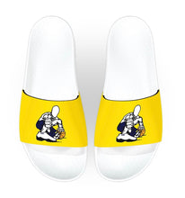 Load image into Gallery viewer, GZ WHITE-GOLD/ NAVY STATE CHAMP YOUTH SLIDES