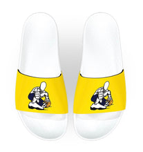Load image into Gallery viewer, GZ WHITE-GOLD/ NAVY STATE CHAMP WOMEN'S SLIDES
