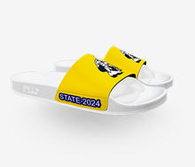 Load image into Gallery viewer, GZ WHITE-GOLD/ NAVY STATE CHAMP WOMEN'S SLIDES
