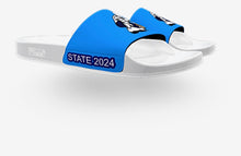 Load image into Gallery viewer, GZ WHITE-ROYAL/ NAVY STATE CHAMP YOUTH SLIDES