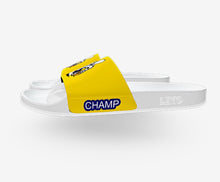 Load image into Gallery viewer, GZ WHITE-GOLD/ NAVY STATE CHAMP SLIDES