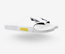 Load image into Gallery viewer, GZ white- Blue/Gold WOMEN'S SLIDES