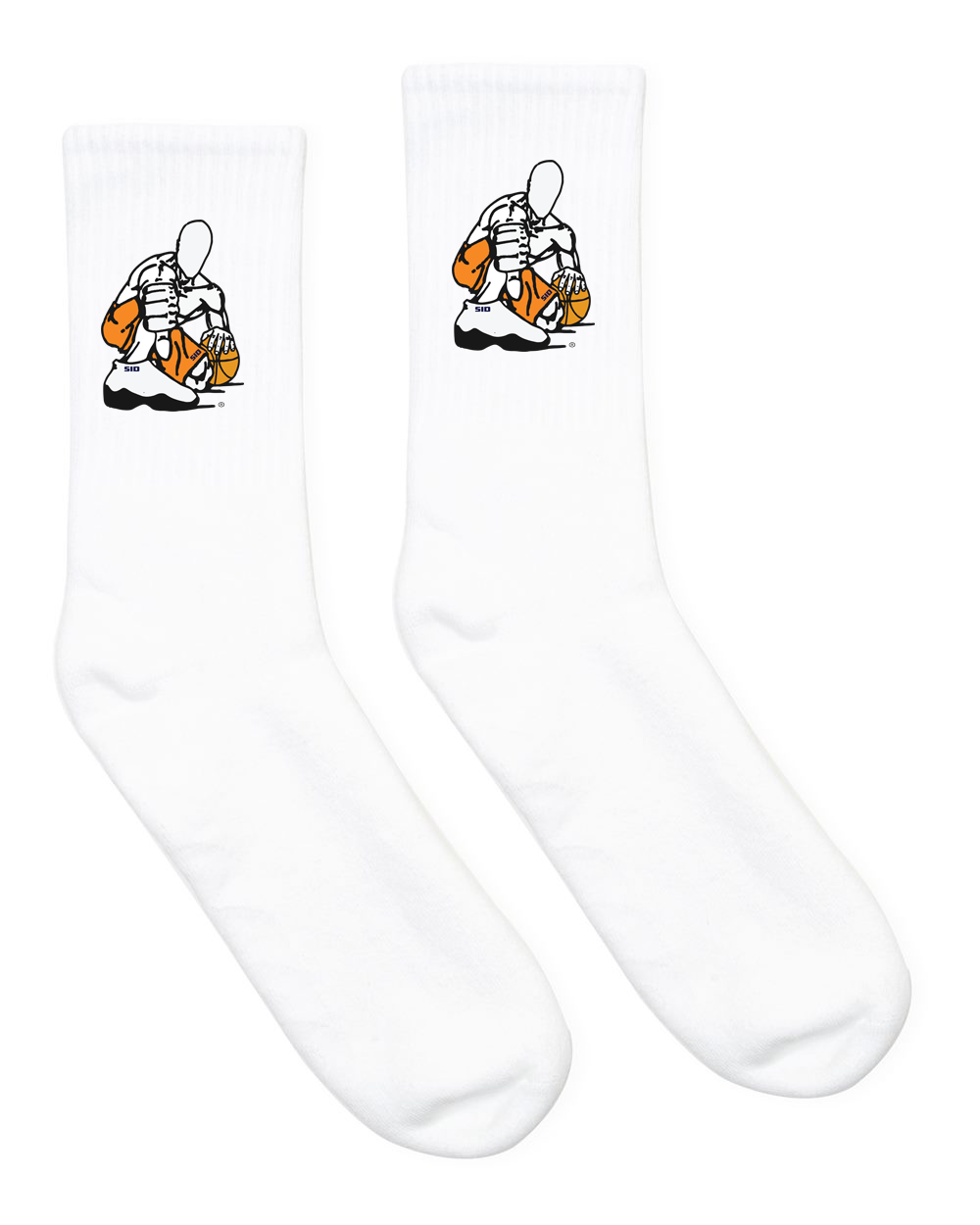 WHITE SID ORANGE & NAVY BLUE SOCKS