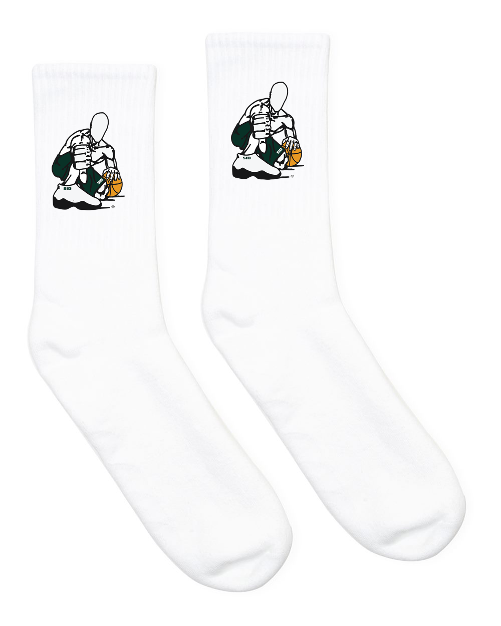 WHITE SID FOREST GREEN & WHITE SOCKS