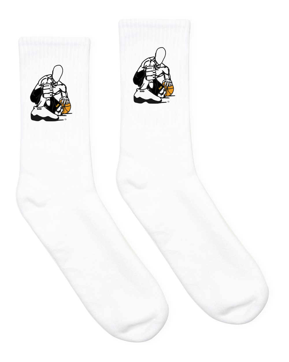 WHITE SID BLK & GOLD SOCKS