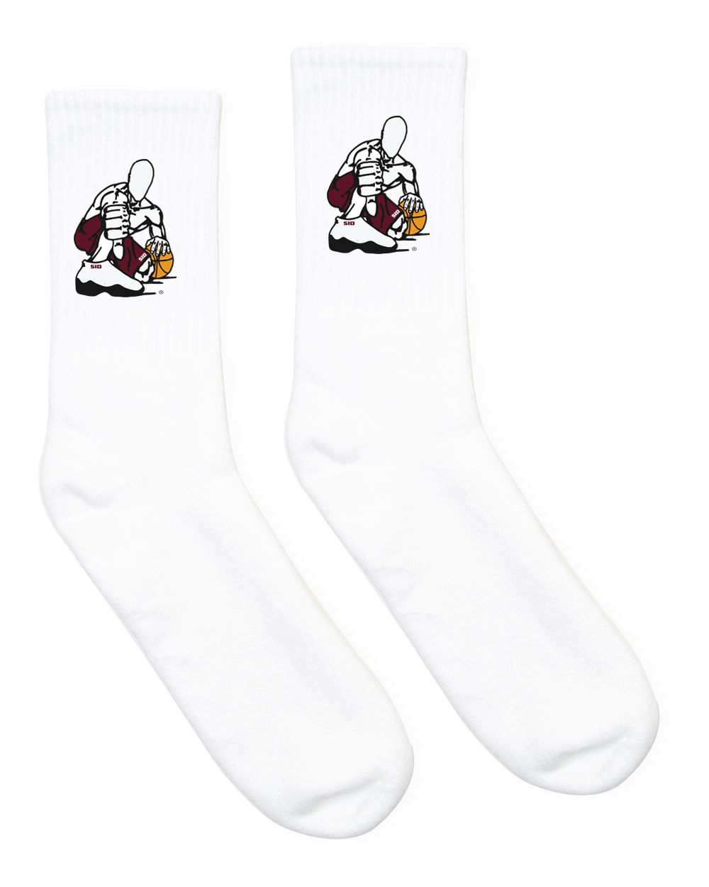 WHITE SID MAROON & WHITE SOCKS