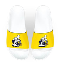 Load image into Gallery viewer, GZ WHITE-GOLD/ NAVY STATE CHAMP WOMEN&#39;S SLIDES

