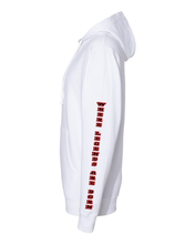 Load image into Gallery viewer, WHITE GROUND ZERO (RED &amp; BLK) UNISEX MIDWEIGHT HOODED SWEATSHIRT

