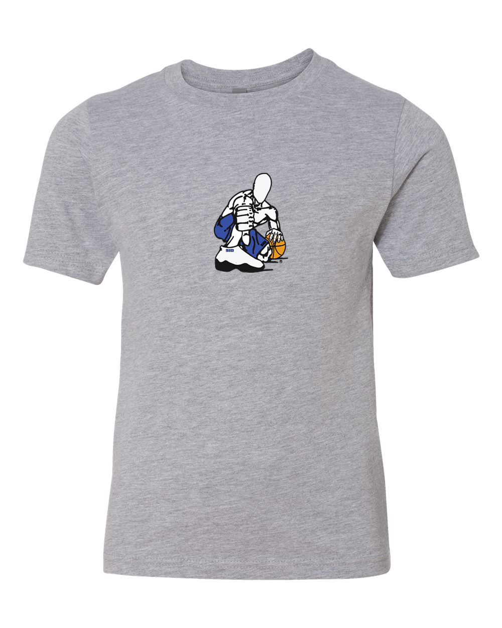 HEATHER GREY SID ROYAL BLUE YOUTH COTTON CREW T-SHIRT