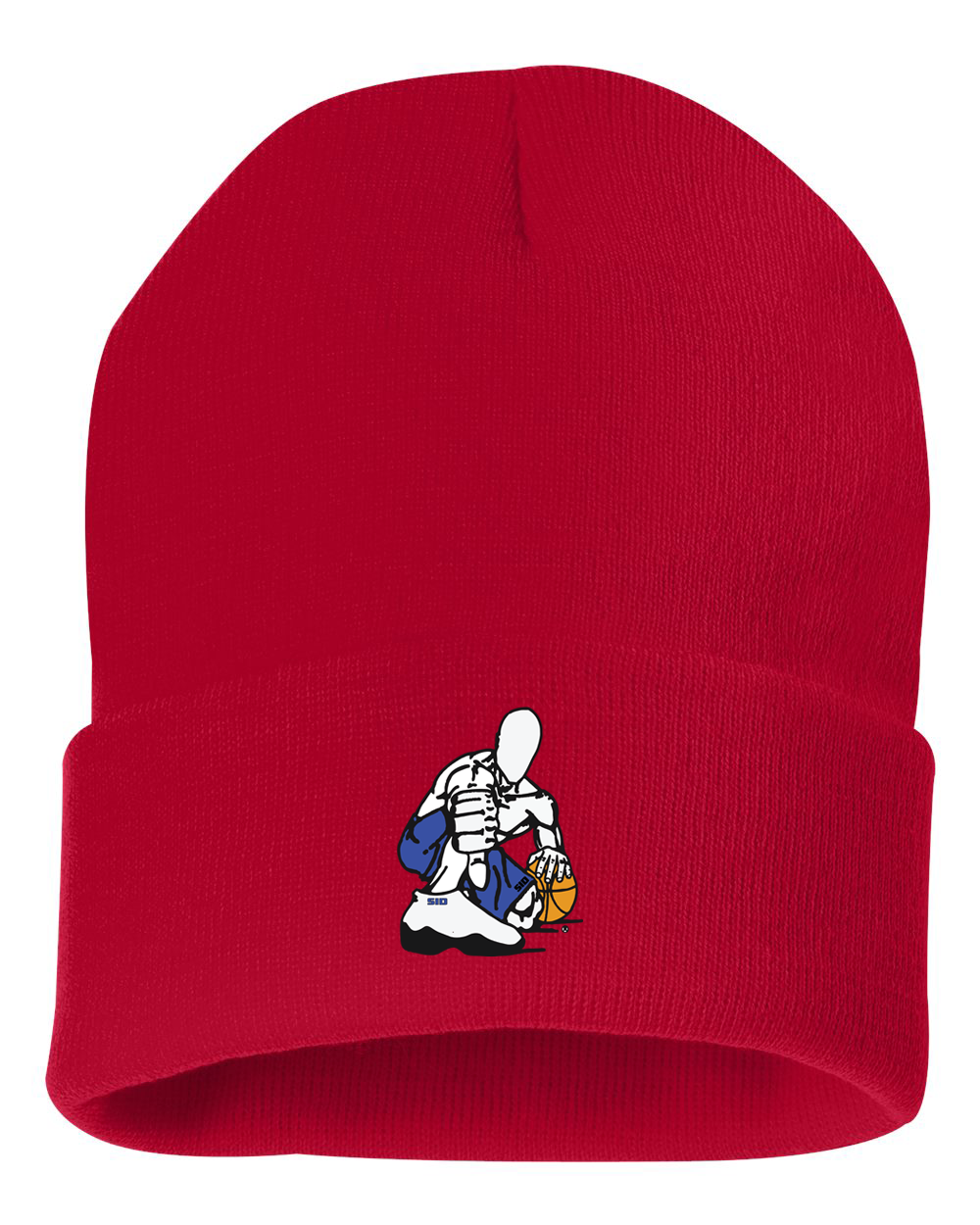 RED SID BLUE EMBROIDERY CUFFED BEANIE