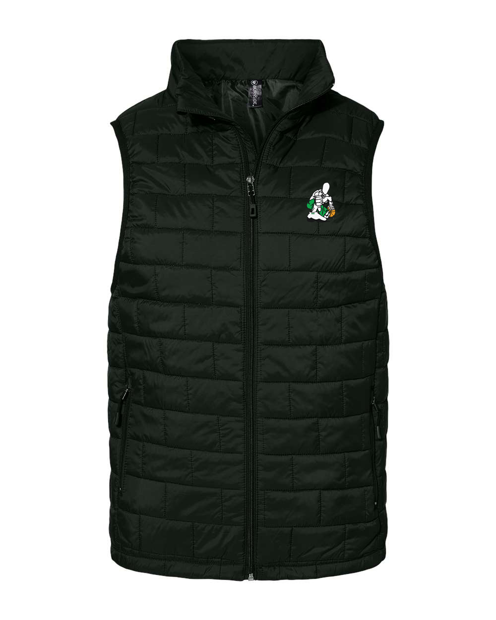 BLK SID GREEN DIAMOND QUILTED EMBROIDERY VEST